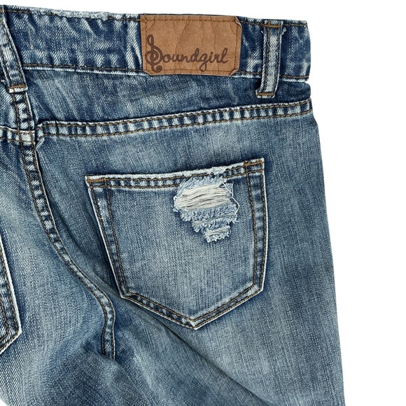 Soundgirl Women's Blue Distressed Ripped Boyfriend Jeans Size 13 - Picture 4 of 8